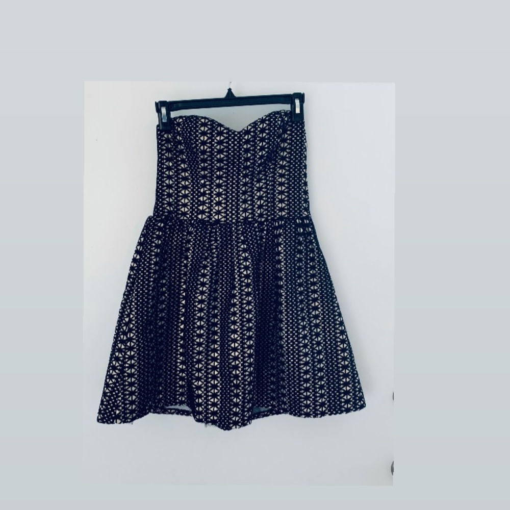 Black crochet detail dress